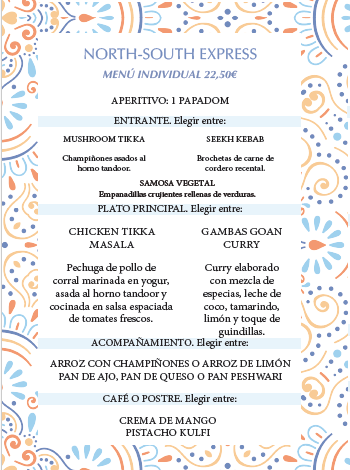 Comida india en El Albir-menu 1