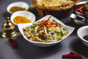 comida india en la playa del Albir-arroz